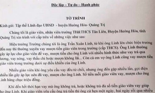 Từ đơn tố cáo của các giáo viên, hiệu trưởng Trần Xuân Linh bị kỷ luật và điều chuyển sang trường khác. Ảnh: TH.