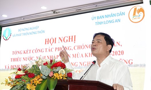 Bộ trưởng Nguyễn Xuân Cường phát biểu tại hội nghị. Ảnh: K.Q