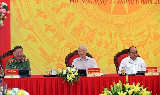 Tổng Bí thư, Chủ tịch Nước Nguyễn Phú Trọng phát biểu chỉ đạo tại Hội nghị. Ảnh: Bộ Công an.