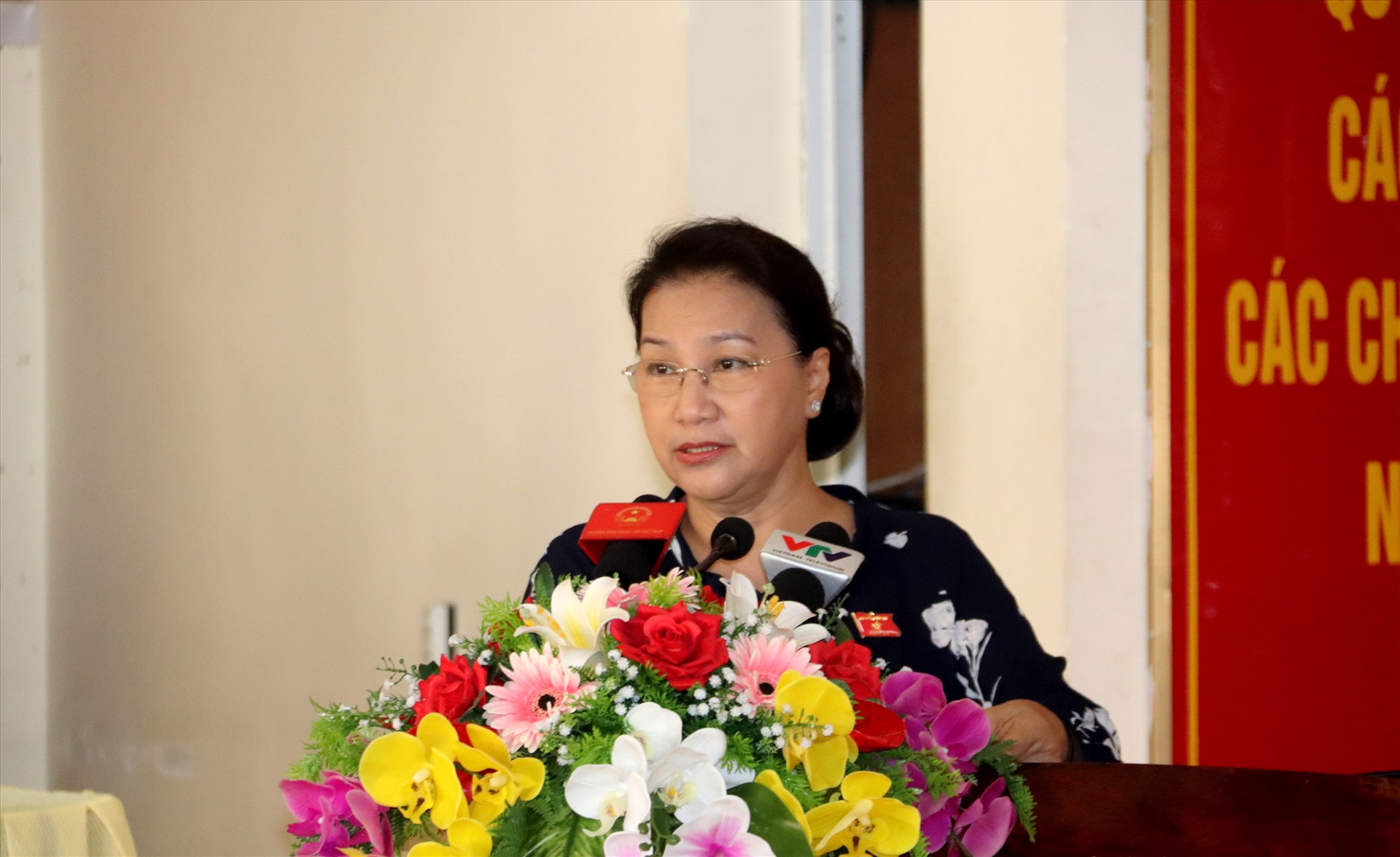 Chủ tịch Quốc hội Nguyễn Thị Kim Ngân tại buổi tiếp xúc cử tri. Ảnh: T.L