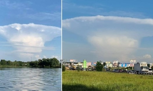 Mây hình nấm cực hiếm xuất hiện trên bầu trời Ukraina. Ảnh: CEN