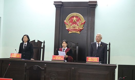 Thẩm phán Đỗ Thị Phương Nam (đứng giữa) Chủ tọa phiên tòa nhận định còn có tội phạm khác ngoài bị cáo Phước. Ảnh: Huân Cao