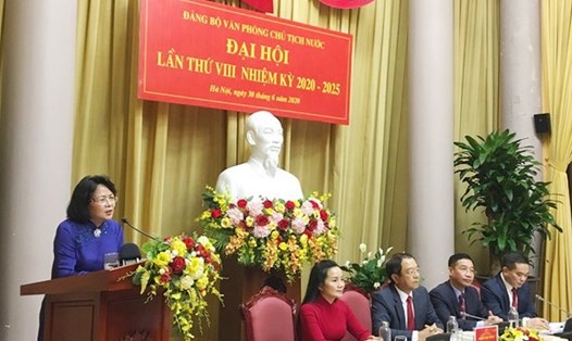 Phó Chủ tịch Nước Đặng Thị Ngọc Thịnh phát biểu chỉ đạo Đại hội. Ảnh Việt Cường.