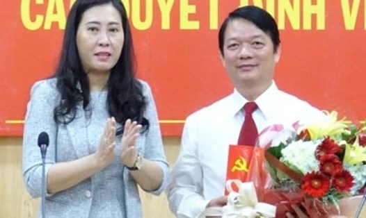 Ông Phạm Thanh Tùng trong buổi công bố nhận chức Trưởng ban Tổ chức Tỉnh ủy Quảng Ngãi. Ảnh: Báo Quảng Ngãi