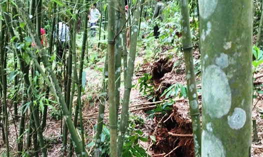Vết nứt do sụt lún đất tại Bảo Yên (Lào Cai). Ảnh: Ngọc Hà