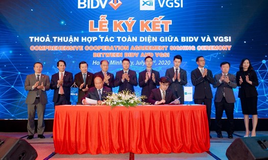 Sự kiện ký kết đánh dấu bước phát triển mới trong quan hệ hợp tác toàn diện giữa BIDV và VGSI. Ảnh BIDV