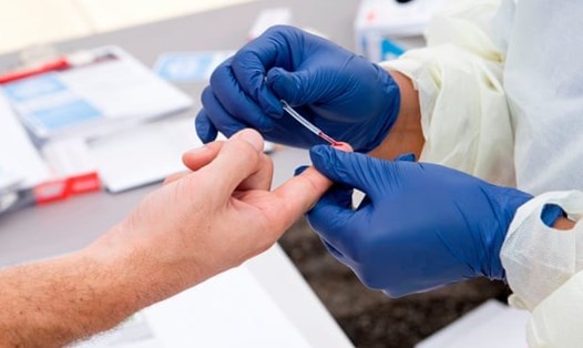 Nhân viên y tế lấy máu để xét nghiệm kháng thể chống COVID-19. Ảnh: AFP.