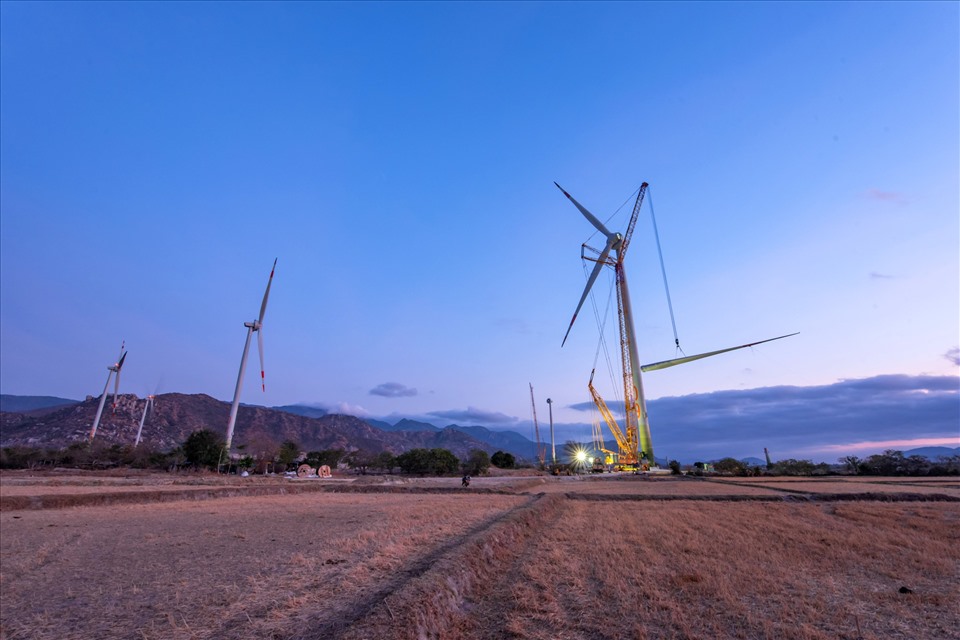 Công trình điện gió tại Ninh Thuận. Ảnh: Trung Nam