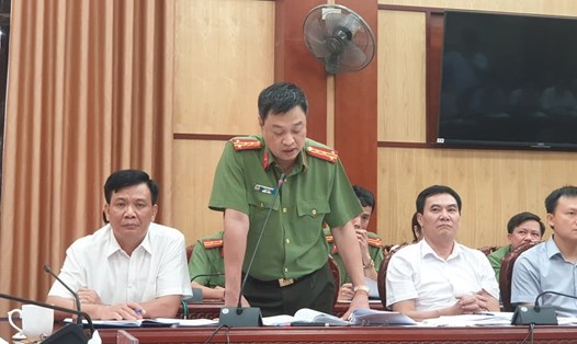 Đại tá Trần Phú Hà - Giám đốc Công an tỉnh Thanh Hoá thông tin tại họp báo.