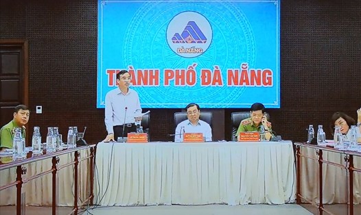 Lãnh đạo Đà Nẵng báo cáo trực tuyến tại cuộc họp. - Ảnh: VGP/Quang Hiếu