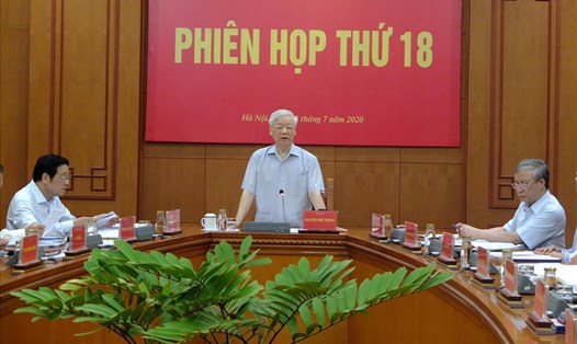 Tổng Bí thư, Chủ tịch Nước Nguyễn Phú Trọng chủ trì phiên họp. Ảnh: BNCTW