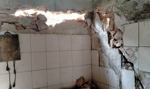 Động đất gây nứt vỡ nhà dân tại Mộc Châu, Sơn La. Ảnh: PCTT-TKCN Sơn La