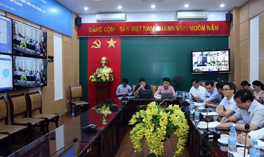 Phó Thủ tướng và các chuyên gia tại cuộc họp trực tuyến. Ảnh: VGP/Đình Nam