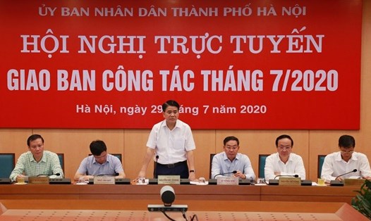 Chủ tịch UBND TP Nguyễn Đức Chung phát biểu kết luận hội nghị. Ảnh: Công Thọ