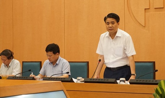 Chủ tịch Hà Nội chủ trì cuộc họp chiều 29.7. Ảnh: Nguyễn Khánh