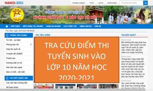 Trang tra cứu điểm thi vào lớp 10 ở Hà Nội.