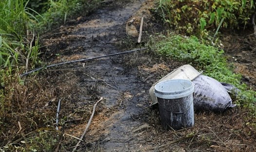 Dầu thải do nhóm Vũ và đồng phạm đổ khiến ô nhiễm nguồn nước, ảnh hưởng đến hàng trăm nghìn người dân Hà Nội. Ảnh: Tô Thế.