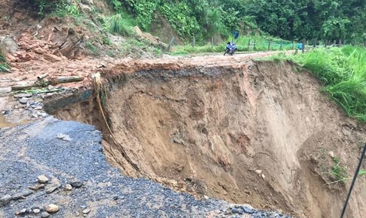 Mưa lớn từ ngày 2-4.7.2020 gây sạt lở đất nghiêm trọng, phá hủy nhiều tuyến đường giao thông tại Lào Cai. Ảnh: Phòng, Chống thiên tai