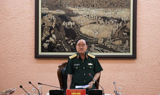 Thượng tướng Trần Đơn phát biểu tại hội nghị. Ảnh Nguyên Hải