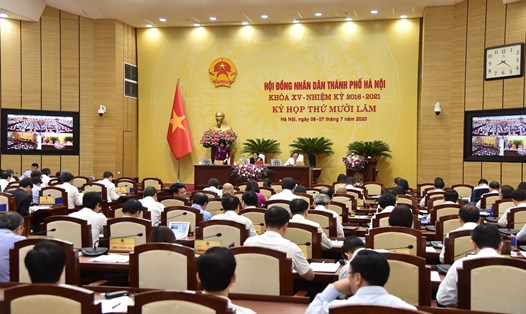 Các đại biểu tham dự Kỳ họp 15 khoá XV, HĐND TP.Hà Nội. Ảnh Phạm Hùng