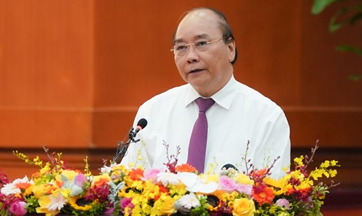 Thủ tướng Nguyễn Xuân Phúc phát biểu kết luận Hội nghị. Ảnh: VGP/Quang Hiếu.