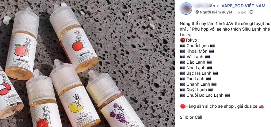 Thị trường thuốc lá điện tử trên mạng: Hiểm hoạ từ tinh dầu nicotine lỏng
