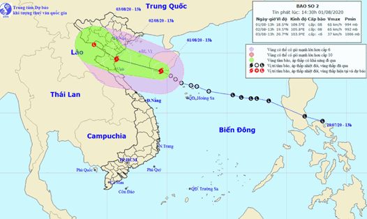 Vị trí và hướng đi của bão số 2 Silaku. Nguồn: NCHMF