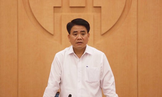 Chủ tịch UBND thành phố Hà Nội Nguyễn Đức Chung tại cuộc họp chiều 10.8. Ảnh: Hà Đông