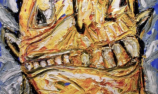 Tác phẩm “Sự thật trong phản chiếu song hành” của Lê Kinh Tài. Chất liệu: Oil Canvas khổ 180x150cm