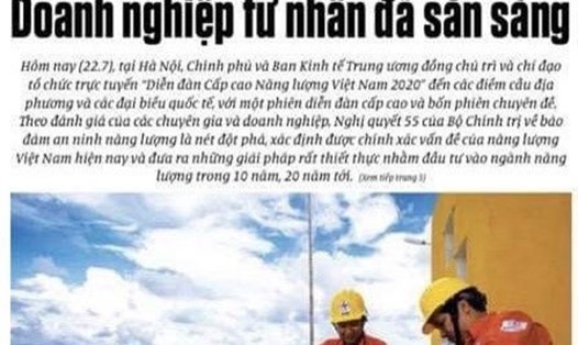 Bài đăng trên báo Lao Động ngày 22.7.2020.