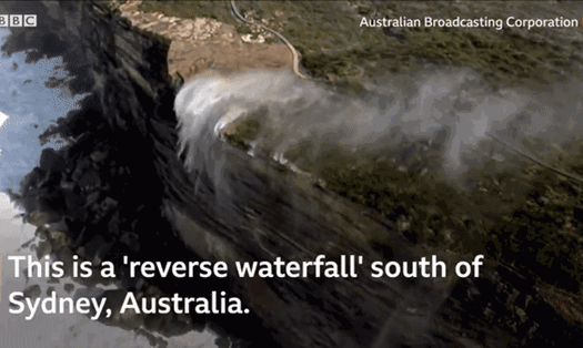 Hiện tượng kỳ thú ''thác nước chảy ngược'' ở New South Wales, Australia. Ảnh: BBC