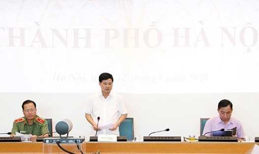 Ông Ngô Văn Quý - Phó Chủ tịch UBND thành phố Hà Nội phát biểu tại điểm cầu Hà Nội. Ảnh: Công Thọ