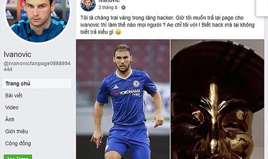 Hacker chiếm quyền tài khoản Ivanovic tự xưng là "Idol mặt vàng" và liên tục đăng tải các nội dung bằng tiếng Việt lên tài khoản Facebook này. Ảnh chụp màn hình.