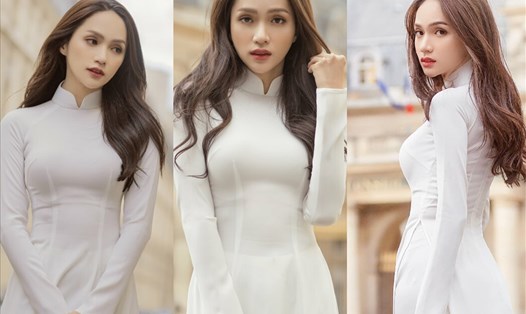 Vẻ dịu dàng của Hương Giang khi diện áo dài trắng. Ảnh: NSCC