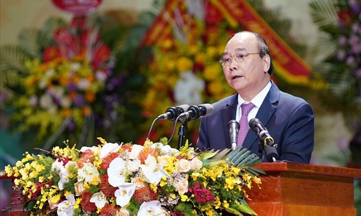 Thủ tướng Nguyễn Xuân Phúc dự Lễ kỷ niệm ngày truyền thống Công an Nhân dân và phát biểu. Ảnh: Việt Trung.