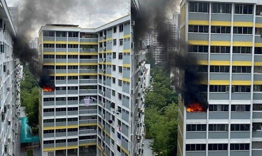 Hỏa hoạn bùng phát tại một căn hộ chung cư ở khu vực  Bukit Panjang, phía tây Singapore ngày 16.8. Ảnh: CNA