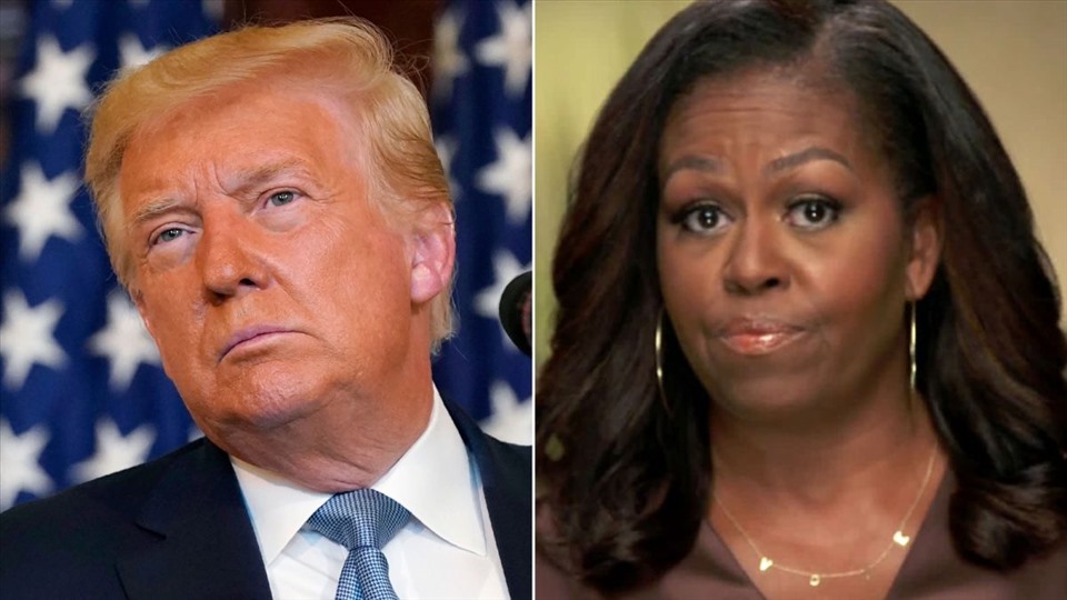 Tổng thống Donald Trump phản pháo bà Michelle Obama sau bài phát biểu tại đại hội toàn quốc đảng Dân chủ. Ảnh: CNN