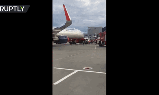 Chiếc xe tải tiếp nhiên liệu đã va chạm với một chiếc Airbus A321 tại sân bay quốc tế Sheremetyevo vào ngày 1.8. Ảnh: RT