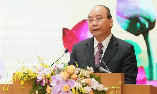 Thủ tướng Nguyễn Xuân Phúc phát biểu tại buổi kỷ niệm. Ảnh: Quang Hiếu