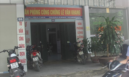 Văn phòng công chứng Lê Văn Khang tại số 86 đường Trần Oanh, phường Trường Thi, TP. Thanh Hoá. Ảnh: X.H