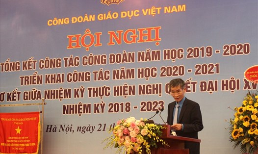 Ông Trần Văn Thuật - Phó Chủ tịch Tổng LĐLĐ Việt Nam phát biểu. Ảnh: Anh Thư