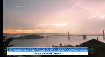 Bang California, Mỹ, đã ghi nhận 12.000 tia sét trong tuần qua. Ảnh: CBS