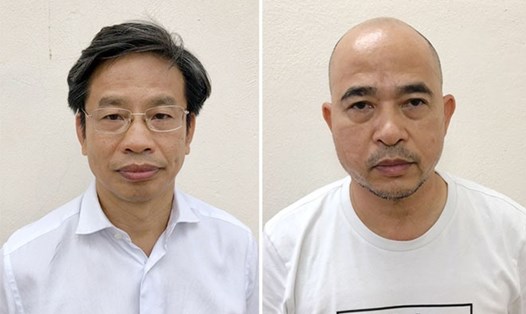 Cựu Tổng Giám đốc PVOil Nguyễn Xuân Sơn (trái) và cấp dưới Vũ Trọng Hải. Ảnh cơ quan công an.
