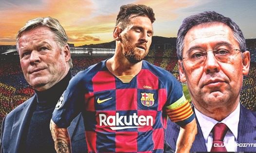 Cả huấn luyện viên Ronald Koeman và Chủ tịch Josep Bartomeu đều là tác nhân quan trọng khiến Lionel Messi quyết định "xé hợp đồng" với Barcelona. Ảnh: Clutchpoints