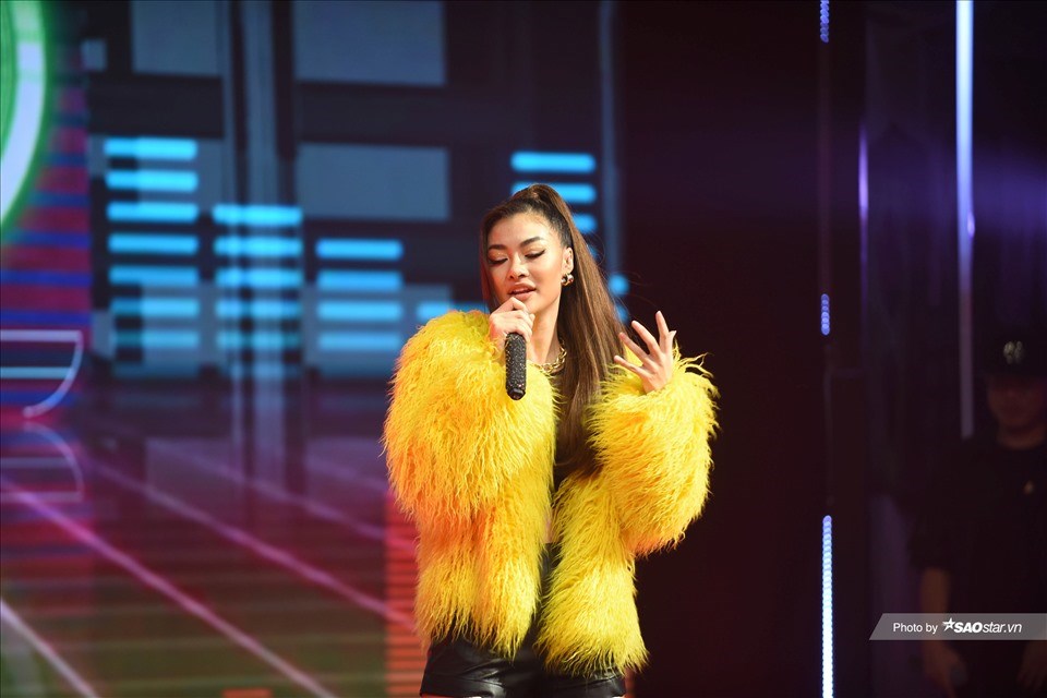 Á hậu Kiều Loan tại King of Rap. Ảnh: NSCC Á hậu Kiều Loan tại King of Rap. Ảnh: NSCC