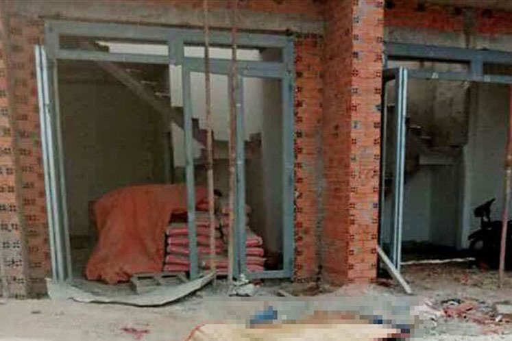 Hiện trường vụ tai nạn lao động. Ảnh: K.Đ