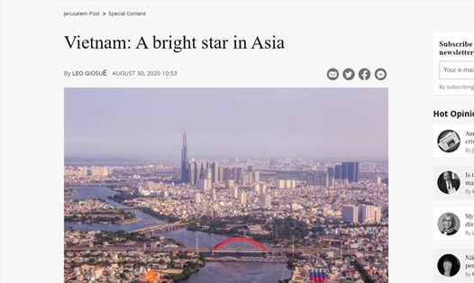 Tờ Jerusalem Post có bài viết: "Việt Nam: Ngôi sao sáng ở Châu Á" đăng hôm 31.8. Ảnh chụp màn hình.