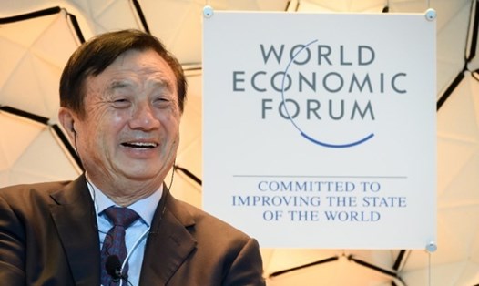 Tỉ phú sáng lập Huawei Nhậm Chính Phi dự phiên họp của Diễn đàn Kinh tế Thế giới (WEF) ở Davos, Thụy Sĩ vào ngày 21.1.2020. Ảnh: AFP.