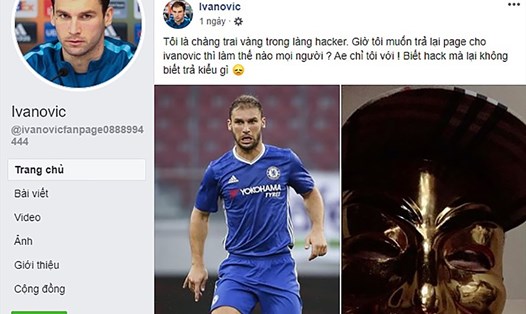 Sau khi giả mạo tự nhận là Ivanovic và cho biết đã lấy lại được tài khoản Facebook, hacker lại đăng dòng trạng thái bằng tiếng Việt tự xưng là "chàng trai vàng trong làng hacker Việt". Ảnh chụp màn hình.
