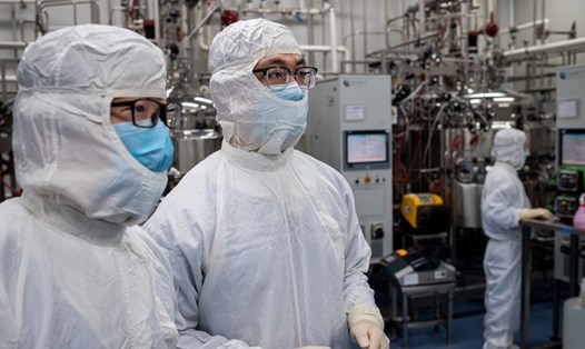 Nhân viên Sinovac đang thử nghiệm vaccine COVID-19 tại phòng thí nghiệm ở Bắc Kinh, Trung Quốc. Ảnh: AFP